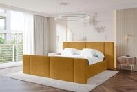 ALTDECOR Polsterbett mit Bettkasten - RIVO-Z - 160x200 - Senfgelb - Bett mit Kopfteil