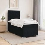 vidaXL Boxspringbett mit Matratze Schwarz 90 x 190 cm Stoff