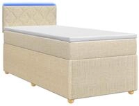 vidaXL Boxspringbett mit Matratze mit Kopfteil Creme 90 x 200 cm Stoff