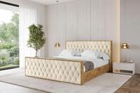 ALTDECOR Polsterbett mit Bettkasten - ENZO5-Z - 160x200 - Beige - Bett mit Matratze