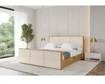 ALTDECOR Polsterbett mit Bettkasten - ENZO1-Z - 120x200 - Beige - Bett mit Kopfteil