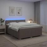 vidaXL Boxspringbett mit Matratze Taupe 180 x 200 cm Stoff