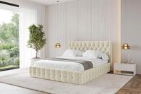 ALTDECOR Polsterbett mit Bettkasten - LARO - 120x200 - Beige - Bett mit Matratze
