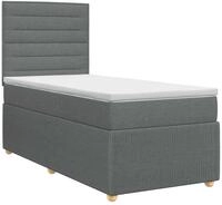 vidaXL Boxspringbett mit Matratze Dunkelgrau 90 x 200 cm Stoff