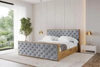ALTDECOR Polsterbett mit Bettkasten - ENZO3-Z - 200x200 - Grau - Bett mit Matratze