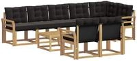 vidaXL Outdoor-Sofagarnitur 9 stk. Wei&szlig; und Schwarz - Braun