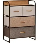 HOMCOM Kommode Schrank mit 4 Schubladen aus Leinen, Metallrahmen, 58x29x78,5cm - Bunt