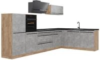 Eckk&uuml;che Vicco R-Line Beton/Goldkraft Eiche 347 x cm Arbeitsplatte Anthrazit, Model