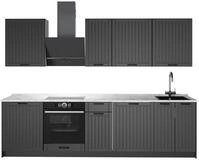 K&uuml;chenzeile Vicco Fame-Line Dunkelgrau/Wei&szlig; 280 cm, AP Marmor, Model 64226