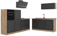 K&uuml;chenzeile Vicco R-Line Anthrazit Landhaus/Goldkraft Eiche 220 cm Arbeitsplatte