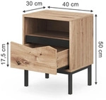 Nachttisch Vicco Elvano Eiche/Schwarz 40 x 50 cm, Model 61284 - Braun/Schwarz