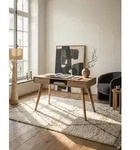 Schreibtisch 120x55x77 cm Eiche Nachbildung mit Stauraum, Design B&uuml;rotisch
