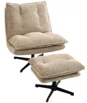 HOMCOM Drehbar Relaxsessel mit H&ouml;henverstellbarem Hocker, Cord-Optik, Beige -...