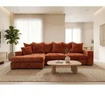 Ecksofa mit Schlaffunktion & Bettkasten &ndash; Terrakotta Chenille, Links &ndash;...