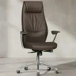 B&uuml;rostuhl Echtleder Braun Schreibtischstuhl X-XL 120 kg Synchronmechanik...