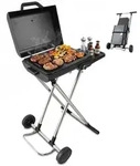 KLAMER Elektrogrill Klappbar, Balkon & Drau&szlig;en, Deckelthermometer, Rollen 