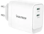 VulTech USB-C-Ladeger&auml;t CC45-2C 45W GaN 2 Ports Type-C PD3.0 QC3.0 PPS Wei&szlig; -...