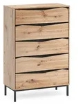 Kommode Vicco Elvano Eiche/Schwarz 79.2 x 120 cm mit 5 Schubladen, Model 61288 -