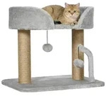 PawHut Kratzbaum f&uuml;r Wohnungskatzen mit Jute-Kratzpfosten, 42 cm, Grau - Grau