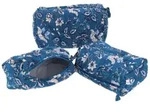 Boho Kosmetiktaschen Set, Waschtasche, Kulturbeutel mit Blockprint - Blau, Uni -