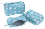 Boho Kosmetiktaschen Set, Waschtasche, Kulturbeutel mit Blockprint - T&uuml;rkis,...