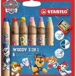 STABILO Buntstift, Wasserfarbe & Wachsmalkreide - woody 3 in 1 PAW Patrol - 6er...