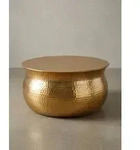 Couchtisch 60x30,5x60 cm Aluminium Gold Beistelltisch orientalisch rund, Flacher