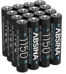 ABSINA 16x AAA Akku 1150 NiMH - Akkus AAA Micro mit 1,2V & min. 1050 mAh -...