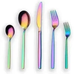 Besteckset 30 Teile Regenbogen Farbe Titan-Beschichtung f&uuml;r 6 Personen