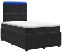 vidaXL LED Boxspringbett mit Matratze Schwarz 120 x 200 cm Samt