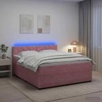 vidaXL Boxspringbett mit Matratze mit Kopfteil Rosa 140 x 190 cm Samt