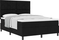 vidaXL Boxspringbett mit Matratze Schwarz 140 x 190 cm Stoff