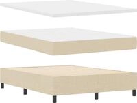 vidaXL Boxspringbett mit Matratze Creme 140 x 190 cm Stoff