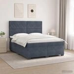 vidaXL Boxspringbett mit Matratze Dunkelgrau 180 x 200 cm Samt