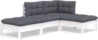 vidaXL 4-tlg. Garten-Lounge-Set mit Kissen Kiefer Massivholz - Wei&szlig;