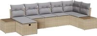 vidaXL Gartensofa-set 7 stk. Beige Poly-Rattan - Beige