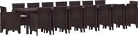 vidaXL Garten-Esszimmergarnitur mit Kissen mit Kissen 17 pcs Braun PP - Braun