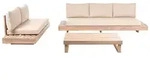 BELIANI Lounge Set 3-teilig Hellbraun u. Beige es Akazienholz mit Auflagen...