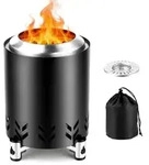 Tragbare Feuerschale Edelstahl 14cm &Oslash; x 20cm H Schwarz Rauchfrei mit St&auml;nder &