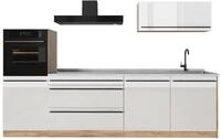 K&uuml;chenzeile Vicco R-Line Wei&szlig; Hochglanz/Goldkraft Eiche 280 cm ohne Arbeitsplatte,