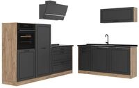 K&uuml;chenzeile Vicco R-Line Anthrazit Landhaus/Goldkraft Eiche 220 cm Arbeitsplatte