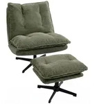 HOMCOM Relaxsessel mit H&ouml;henverstellbarem Hocker, Cord-Optik, Gr&uuml;n - Gr&uuml;n