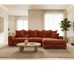 Ecksofa mit Schlaffunktion & Bettkasten &ndash; Terrakotta Chenille, Rechts &ndash;...