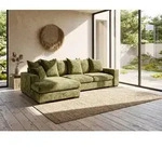 Ecksofa mit Schlaffunktion & Bettkasten &ndash; Gr&uuml;n Chenille, Links &ndash; 3-Sitzer...