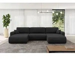 ALTDECOR Ecksofa - BERY-U - 377x193x88 - Schwarz - Corner Sofa Eckcouch Couch U-Form,