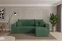 ALTDECOR Ecksofa mit Schlaffunktion und Bettkasten - SENO-L - 249x139x85 - Gr&uuml;n -