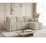 Ecksofa Nubo mit Schlaffunktion und Bettkasten - Boucl&eacute;-Stoff - L-Form Couch,