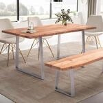 Esszimmertisch 120cm rechteckig Massivholz Akazie Baumkante Industrial Esstisch