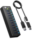 ICY BOX Club Hub 6110 (10-Port, 10Gbps USB), USB 3.2 Gen 2(3.1 Gen 2) Type-B,...