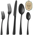 Besteckset 60-teilig f&uuml;r 12 Personen Edelstahl Schwarz Matt Sp&uuml;lmaschinenfest